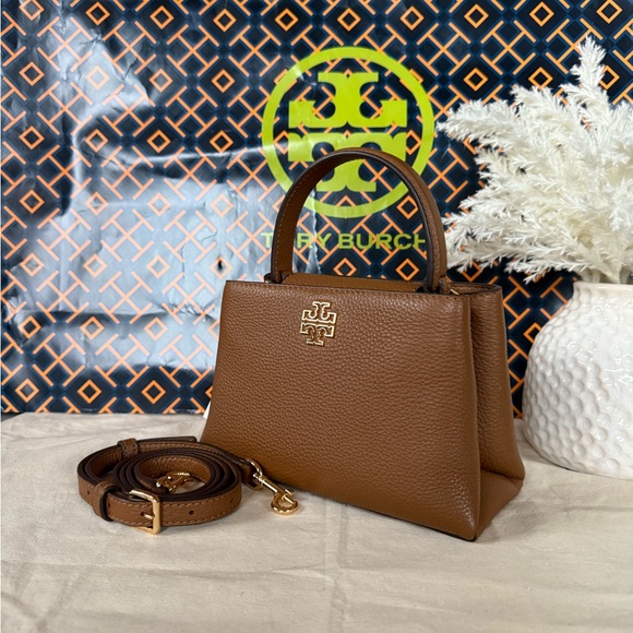 New, tory burch britten micro satchel crossbody top handle brwon - Picture 5 of 11